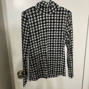 Philosophy Black and White Mock Neck Blouse